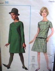 4597 1960S SS-LS YOKE A-LINE DRESS SLIT OR NOT PATTERN 12 32